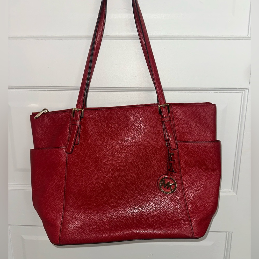 Michael Kors Cherry Red Pebbled Leather Handbag
